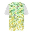 thumbnail image 4 of Summer Saving Wycnly Womens Blouses and Tops Dressy Sexy Lace Patchwork Sleeve Loose Flowy Pleated Swing Shirts Summer Floral Print Square Neck Short Sleeve Cute Tees Tops Green s, 4 of 5