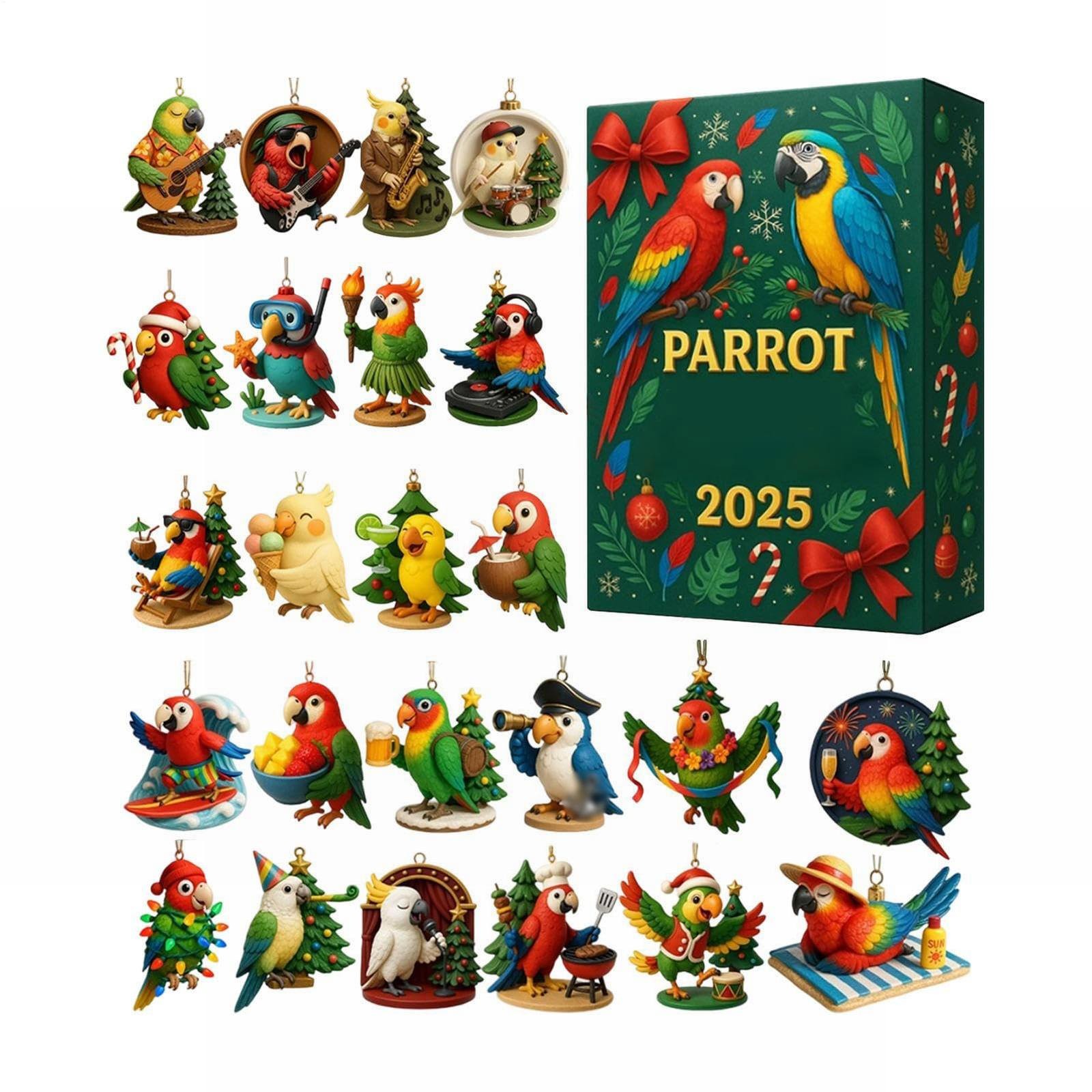 Calendrier De L'Avent 2025 Oiseaux En Verre De Mer - 24 Ornements Acrylique 2D - Décoration Noël Compte à Rebours