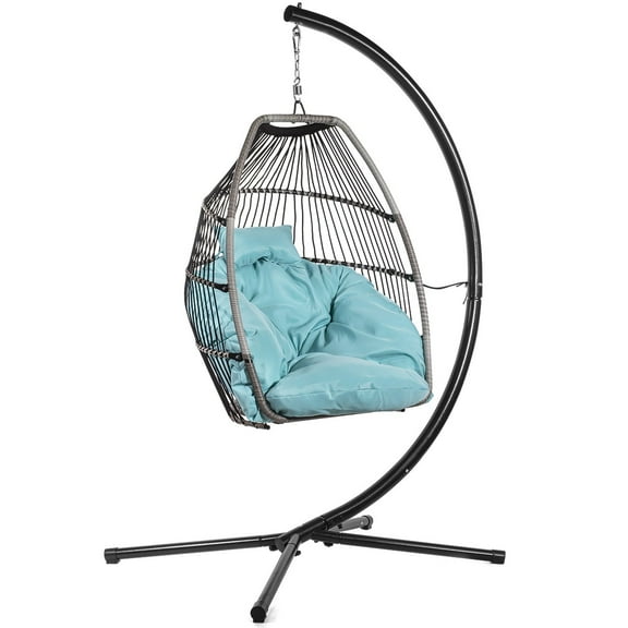 XYTREW Hanging Egg Chair with Soft Cushion – Indoor Outdoor Swing Chair for Garden, Balcony, Patio, or Living Room – Wicker Rattan Hammock Chair with Steel Frame