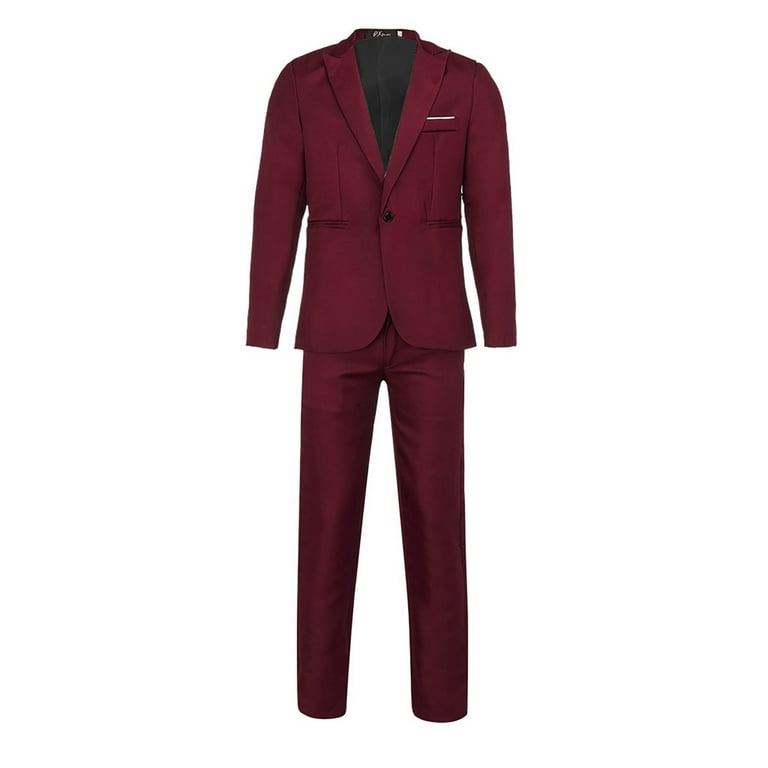 MEN SUITS WEDDING 2 Piece maroon Formal Fashion Party Wear Prom Dinner Suits
