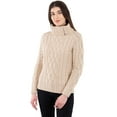 thumbnail image 2 of SAOL 100% Merino Wool Women's Zipper Neck Swearter Aran Irish Fisherman Turtleneck Sweater, 2 of 5