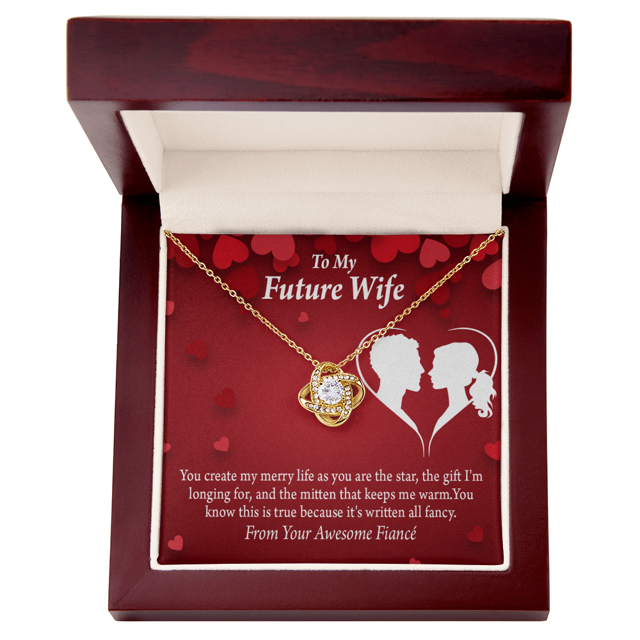 À Ma Fiancée Joyeuse Vie Infini Noeud Collier Message Carte