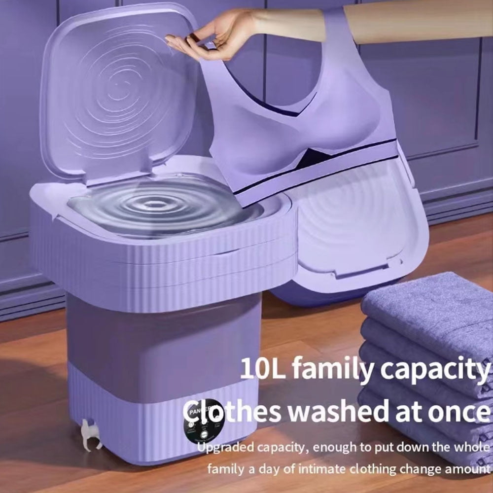 Intbase 8L Mini Folding Washing Machine with 3 Modes Deep Cleaning Half Automatic Washt, Washing Machine with Soft Spin Dry for Socks, Baby Clothes