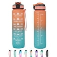 thumbnail image 2 of BAKER DEPOT Flip Top Water Bottle, 32oz, Time & Volume Marker, BPA Free, Leakproof, Tritan, Portable, Orange/Blue, 2 of 6
