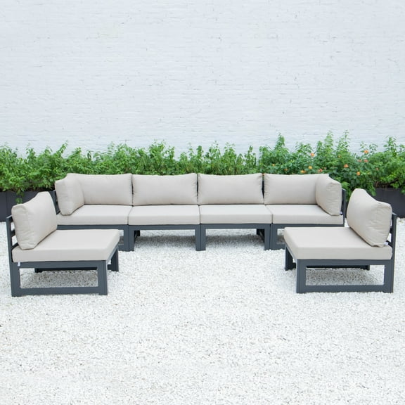 Patio Sectional Set 6-Piece Outdoor Furniture Aluminum Cushioned Sofa