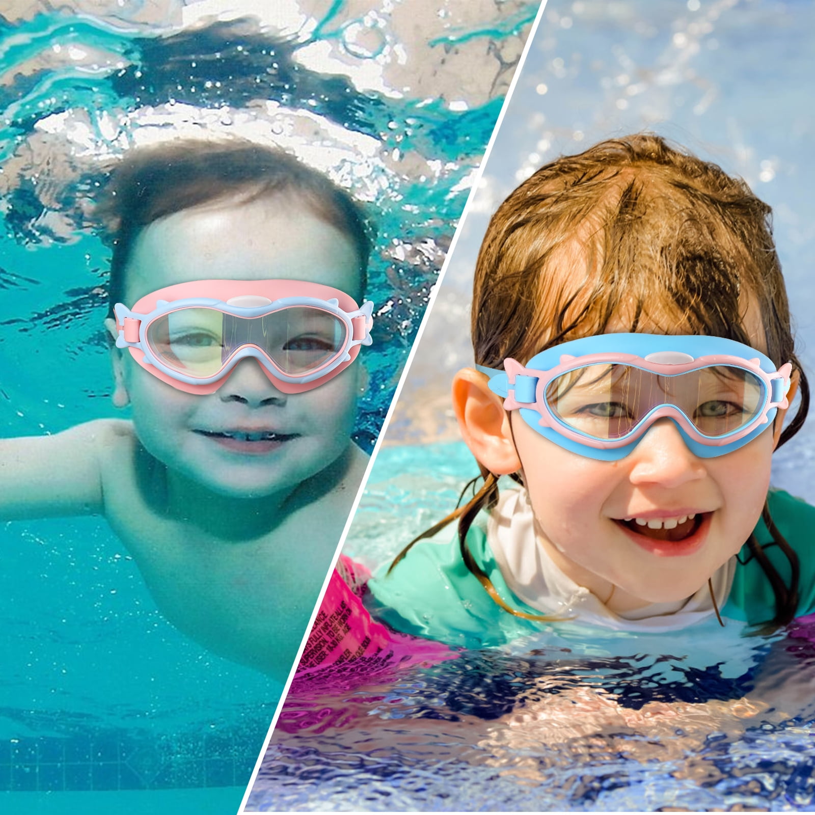 GPED Kids Swim Goggles for Age 3-15 Boys Girls, 2 Pack Swimming Goggles Anti Fog No Leaking Anti Fog Kids Goggles and 2024 Upgraded Design with Ear Nose Plug