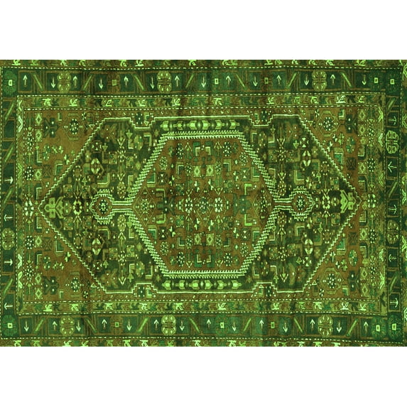 Ahgly Company Indoor Rectangle Persian Green Traditional Area Rugs, 7' x 10'