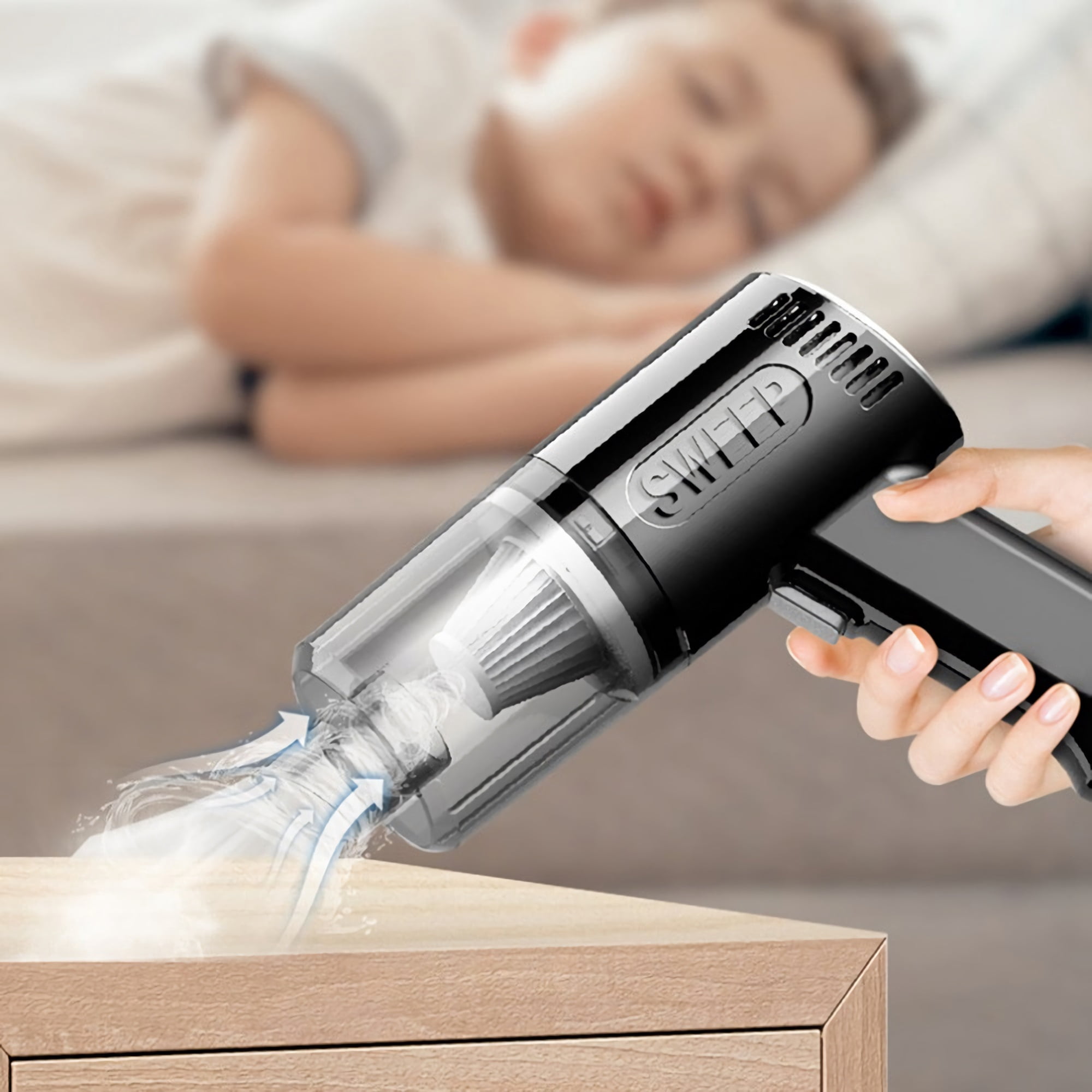 K-7 Wireless Car Vacuum Cleaner, Portable Mini Vacuum Powerful Suction for Car Interior and Home Cleaning (Black)