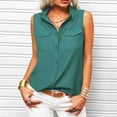 thumbnail image 2 of LIJCC Ladies Summer Loose Shirt Lapel Sleeveless Shirt Women'S Summer Solid Lapel Sleeveless Tank Tops Button Down Shirts Ladies Shirts, 2 of 5