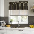 thumbnail image 4 of Boho Archway Curtain Valances for Windows, Kitchen Valance Window Treatments Panel 2 Pack, Black Traditional Ethnic Symmetrical Floral Rod Pocket Short Curtains for Bathroom Bedroom 54 x 18 Inch, 4 of 8