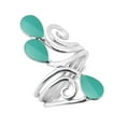 thumbnail image 2 of Floral Vine Ornate Teardrop Green Turquoise Sterling Silver Ring-7, 2 of 4