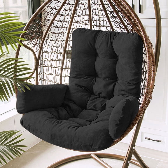 Egg Chair Cushion Filling 2.58 kg Replacement Rocking Wicker Chair Cushions High Back Swing Hammock Egg Hanging Cushion Thicken for Indoor Outdoor Patio(Black,1 Pcs)