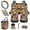 Highland Cow Brown Cow Print, variant on Wolf Car Seat Cover Set of 12 Steering Wheel Cover Seat Belt Pads Garbage Bag Southwest Aztec Air Vent Pocket Dreamcatcher Car Coasters Keychain Fit for SUV Truck Van Sedan