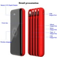 thumbnail image 3 of NIFFPD Wireless Portable Charger Power Bank 10000mAh ,Phone Charger with Built in 4 Cable, USB-C-Wireless Charging Compatible with iPhone, Samsung, iPad Red, 3 of 6