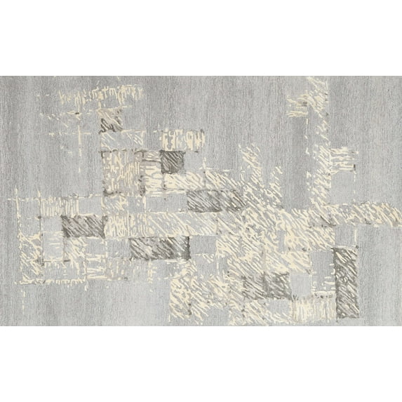 Ahgly Company Indoor Rectangle Contemporary Dark Gray Abstract Area Rugs, 6' x 9'