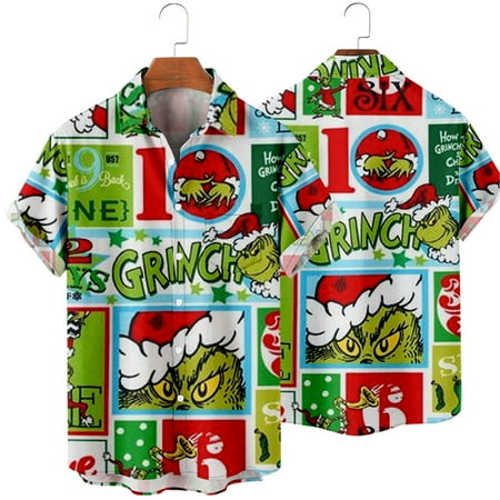

MLFU Christmas Shirts Short Sleeve Regular Shirts Men