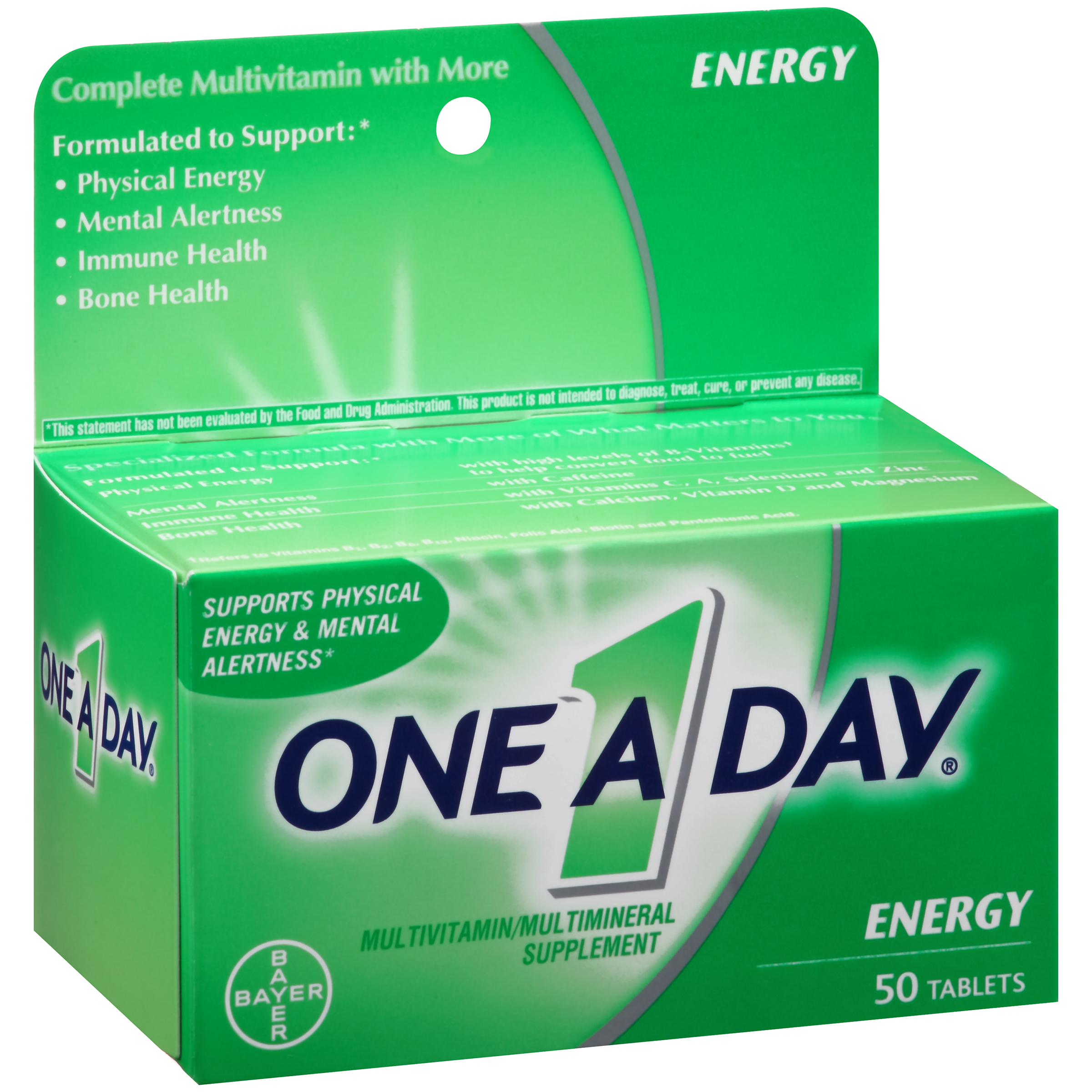 One A Day Energy, Multivitamin Supplement including Caffeine, Vitamins A, C, E, B1, B2, B6, B12, Calcium and Vitamin D, 50 ct. - image 3 of 5