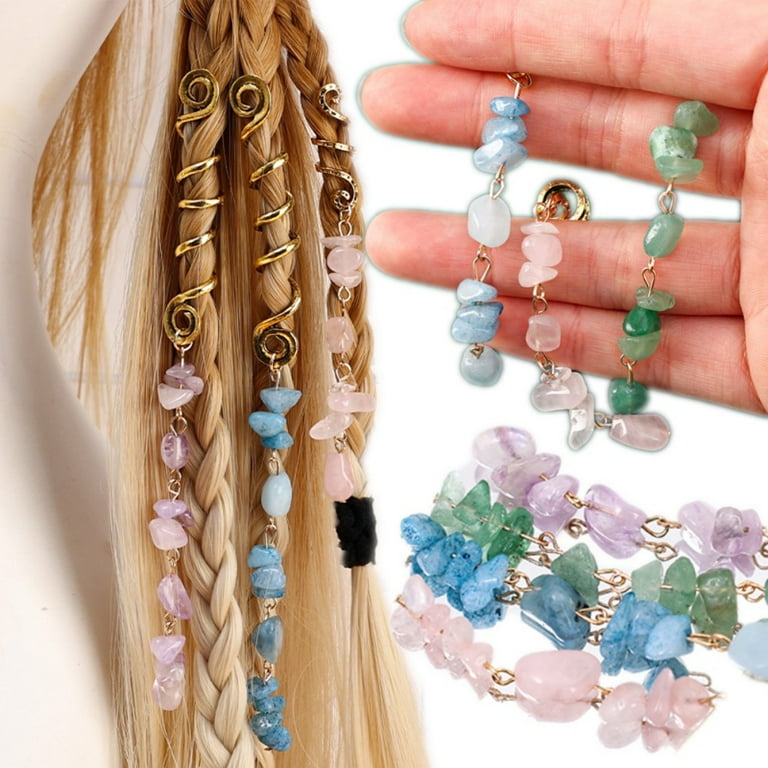 FRCOLOR 24 Pcs Natural Stone Dreadlocks Styling Hair Clips Braid Hair  Accessories Jewelry Accessories Crystal Stone Hair Braid Accessories  Braiding