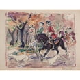 thumbnail image 3 of Ivan Ivanec 24x19 Black Modern Framed Museum Art Print Titled - General Scene - a Couple in Costumes from the Middle 18th Century on Horses Driving Through the Forest (1920), 3 of 5