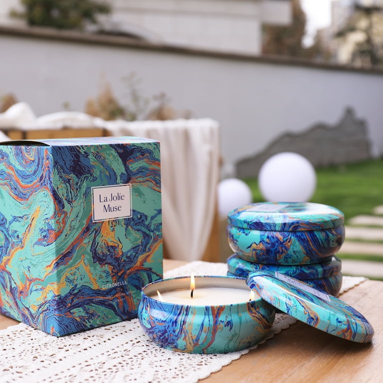 La Jolie Muse Citronella Candles Set 3, Scented Candles Natural