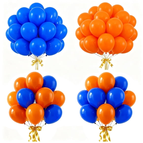 Globos de látex JKGOO azules y naranjas de 10 pulgadas (80 unidades)