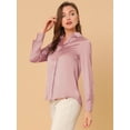 thumbnail image 2 of Camisa de trabajo de manga larga con blusa elegante con cuello en V de oficina para mujer Rosa empolvado M INSPIRE CHIC Camisa, 2 of 6