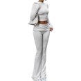 thumbnail image 3 of Camiseta Deportiva de Larga con Cuello Redondo y Pantalones de Yoga para Mujer, Estilo Chic, Ropa Informal Deportiva para Otoño e Invierno. M, 3 of 10