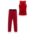 thumbnail image 2 of TiaoBug Men's Santa Claus Cosplay Costume Christmas Party Outfits Santa Velvet Tank Top Long Pants with Belt Set A Red M, 2 of 6