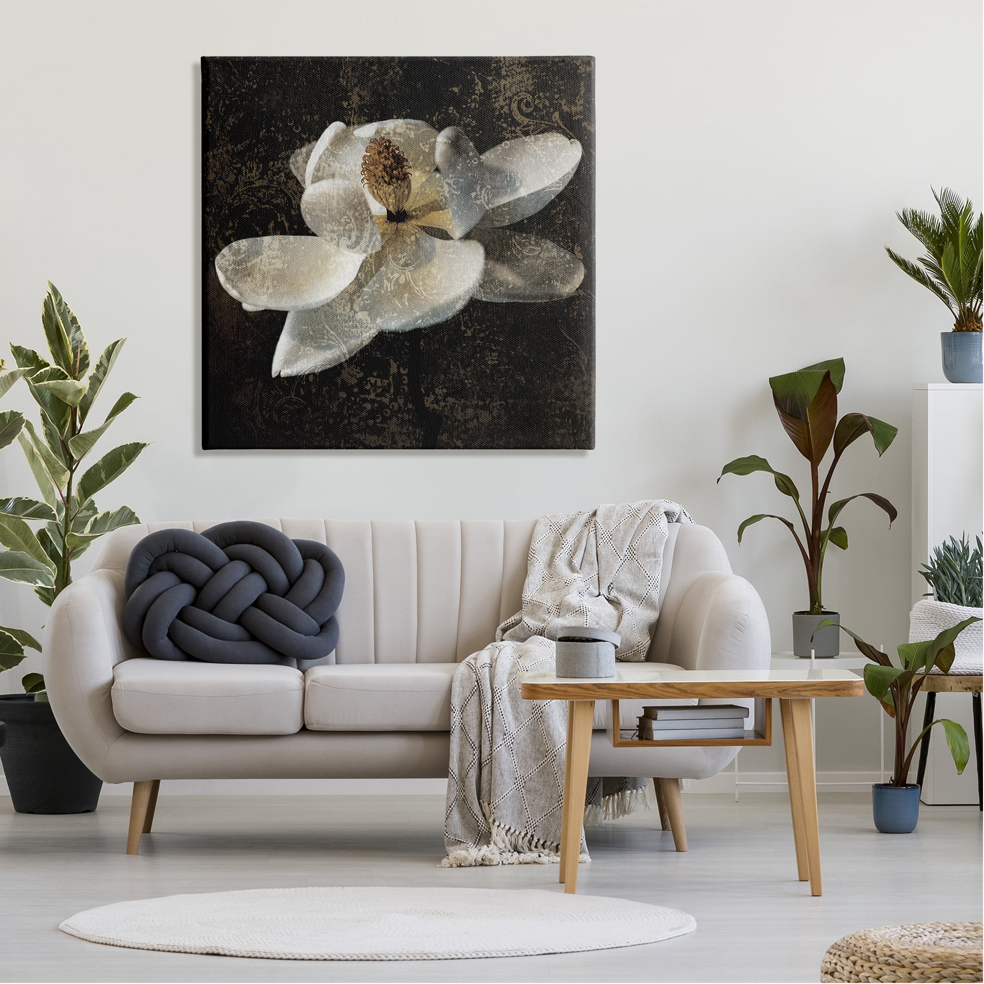 Stupell Industries Rustic Magnolia Flower Botanical & Floral Painting Gallery Wrapped Canvas Art Print Wall Art, 36 x 36
