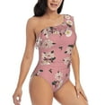 thumbnail image 3 of Pofeuu Rose Flowers Print Women's One Piece Swimsuits One Shoulder Swimwear Asymmetric Ruffle Monokinis Bathing Suits-Medium, 3 of 6