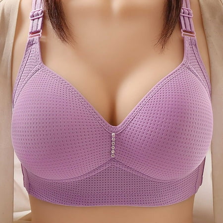 Pntutb Womens Plus Size Women Lingerie Ladies Bra Without Steel Rings Sexy Vest Plus Size Underwire Nursing Bras Purple XXXXL