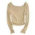 thumbnail image 3 of Fortune Haut à Manches Longues Col Rond pour Femmes, T-Shirt Basique Ajusté, 3 of 9