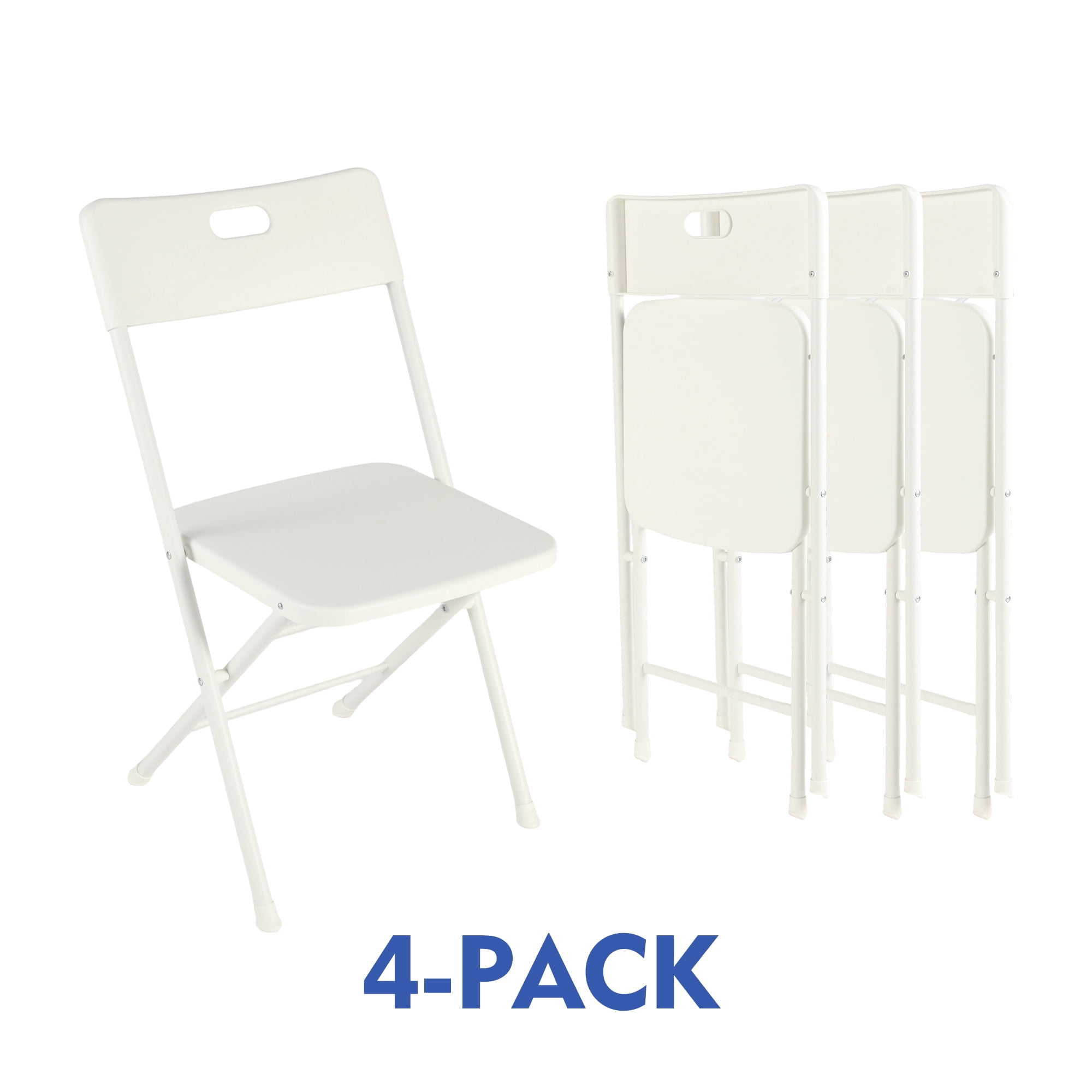 (12 pack) Mainstays Resin Folding Chair with Carry Handle, White, Set of 4