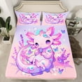 thumbnail image 2 of Manfei Dreamy Axolotl Twin Sheet Sets for Teen, Glitter Diamond Print Twin Fitted Sheet, Kawaii Cartoon Animal Flat Sheet, Super Cozy Room Decor, 3-Piece, 2 of 7