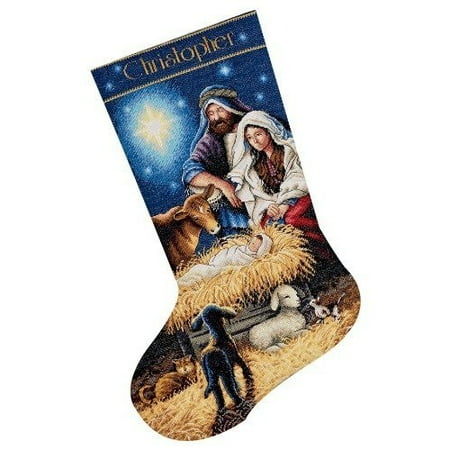 UPC: 0088677088385 | Dimensions Holy Night Cross-Stitch Christmas Stocking Kit  Unisex  Perfect for All Ages
