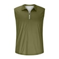 thumbnail image 6 of BADHUB Summer Tank Tops for Men Sleeveless Lapel 1/4 Zip Golf Tennis Workout Muscle Shirts Army Green L, 6 of 6