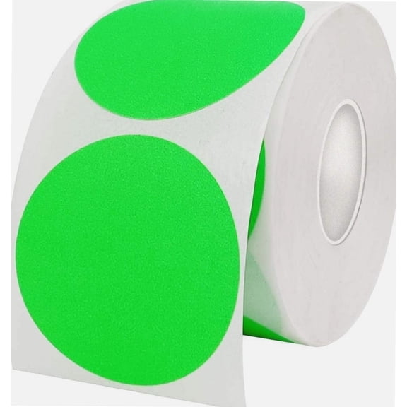 2 Inch Round Label Permanent Color Code Dot Stickers, 500 Labels per Roll, Green