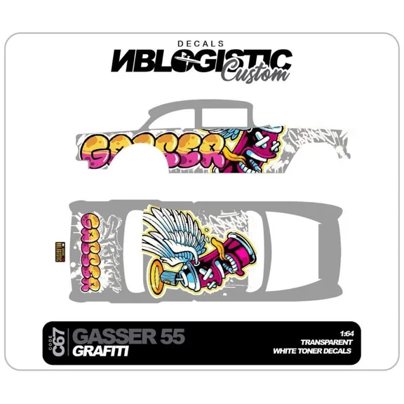 '55 CHEVY GASSER Custom Universal WaterSlide Decal for hot wheels 1/64 Scale 074