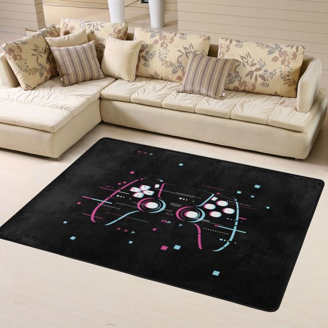 DouZhe Tapis de Zone Motif Manette de Jeu Créativité Future Antidérapant Lavable en Machine, Style Tapis Paillasson, 63x48 Pouces