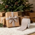thumbnail image 5 of Wired Ribbon Roll for Wreaths and Gift Wrapping, 354 Inch Holiday Craft Ribbon in Polyester, 2.5 Inch Wide - Beige, 5 of 6