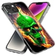 thumbnail image 2 of MUNDAZE Apple iPhone XR Green Flaming Skull Burning Fire Double Layer Phone Case Cover, 2 of 5