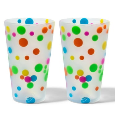 Silipint: Pint Glasses 16oz: 2 Pack - Polka Dots - Silicone Unbreakable Cups, Hot & Cold Drinks, Flexible, Dishwasher-Microwave-Freezer-Oven Safe