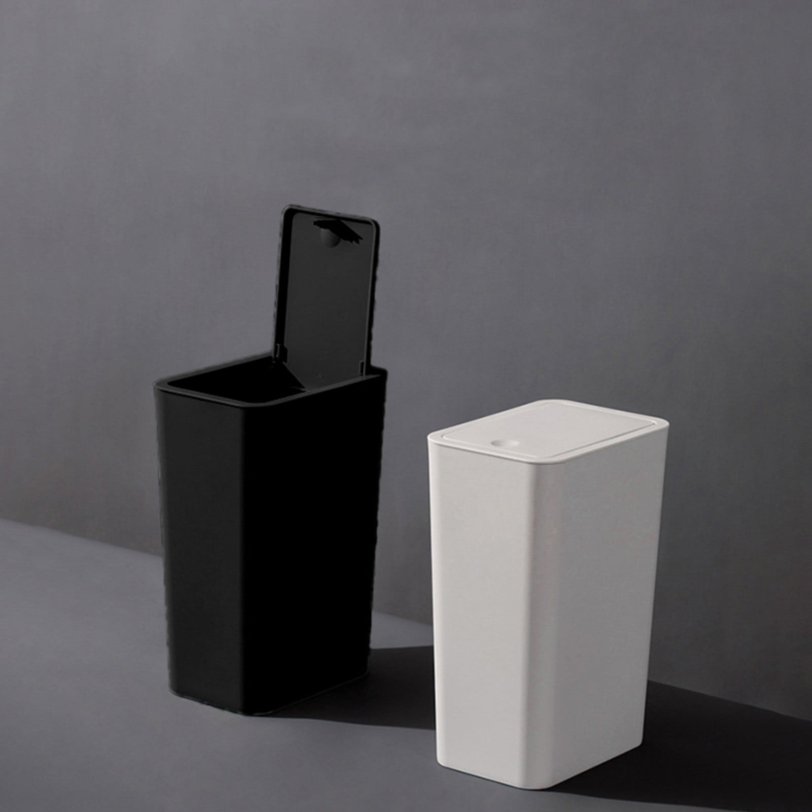 Clearance! Under $20 Small Trash Can with Lid Bathroom Garbage Can with Up Lid 13In Plastic Trash Waste Basket for Kitchen Bedroom Narrow Space