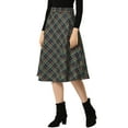 thumbnail image 5 of INSPIRE CHIC Women's Plaid Skirts Belted High Waist A-Line Mid-Length Skirts L Blue Green, 5 of 9