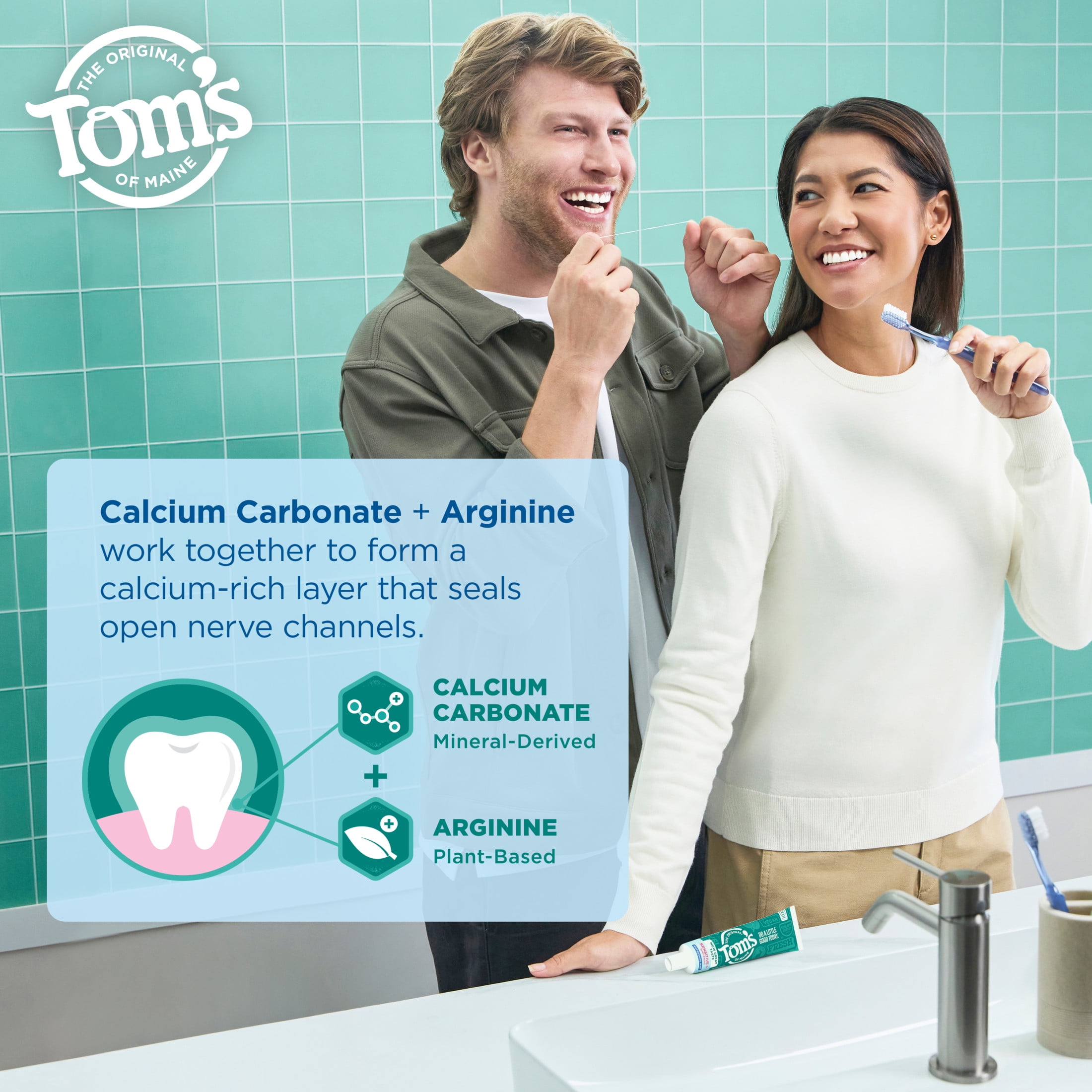 (2 pack) Tom’s of Maine Sensitive Plus Whitening Fluoride Free Toothpaste, Refreshing Mint, 4.5 oz
