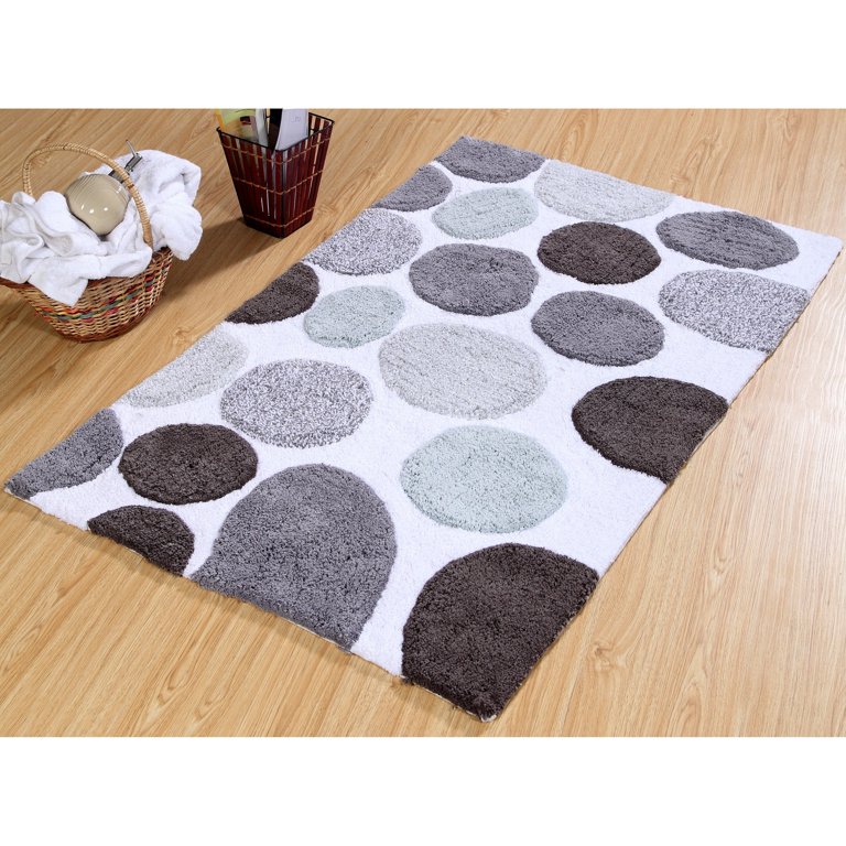 Bath Rug Cotton Non-Skid Backing Multicolor Pebble Stone - On Sale