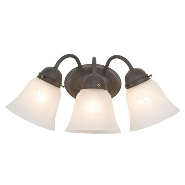 3 Light Vanity, Dark Brown with White Marble Glass
