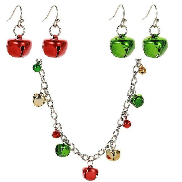 Jingle Bell Necklaces Holiday Accessories For Women Jewelry Set Colorful Bell Ornaments Special Occasions 3Pcs