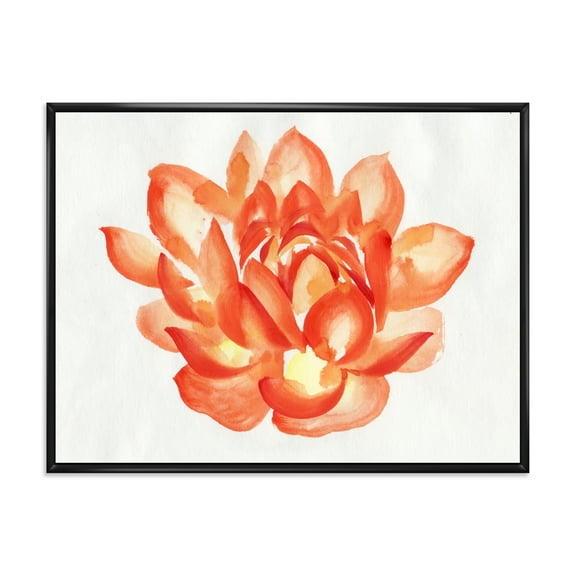 Designart 'Ancient Detail of A Orange Lotus' Traditional Framed Canvas Wall Art Print