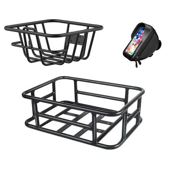 Ebike Accessories, Bike Front Basket and Large Rear Bike Basket and Phone Holder Bag